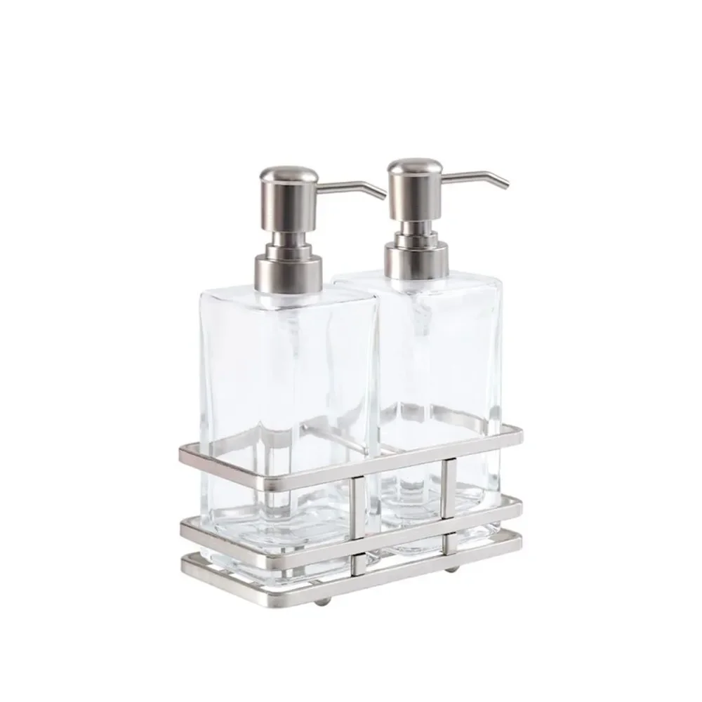 Better Home & Gardens Soap Lotion Glass Pump Dispenser Satin Nickel Bathroom